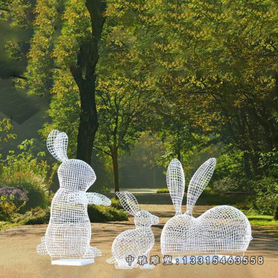 动物兔子不锈钢雕塑