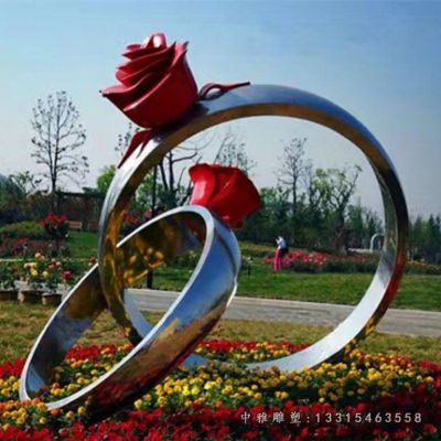 不锈钢仿真玫瑰花雕塑