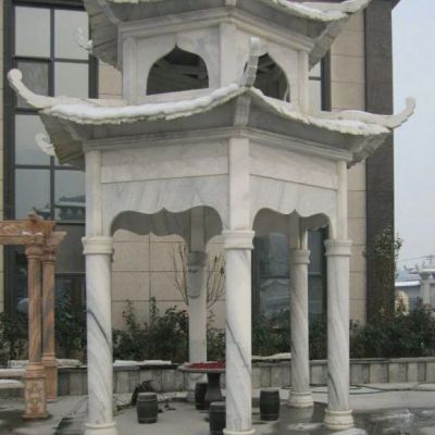 双层凉亭石雕