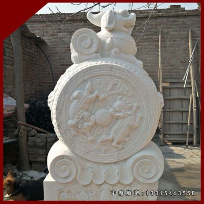 石雕貔貅抱鼓石摆件