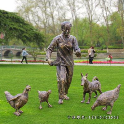 动物铜雕鸡摆件