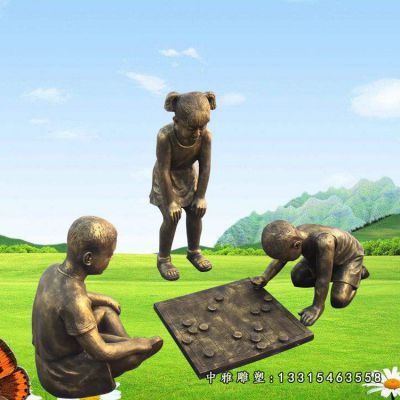 公园下棋铜雕人物
