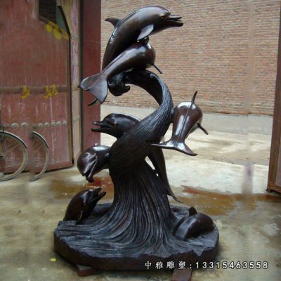 海豚动物铜雕