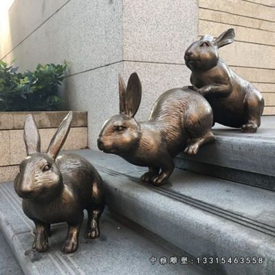 公园兔子铜雕