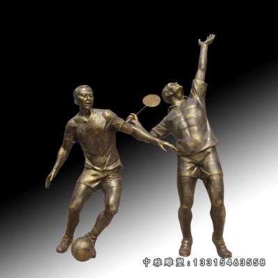 踢足球铜雕人物雕像