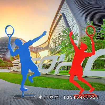 打羽毛球人物不锈钢雕塑