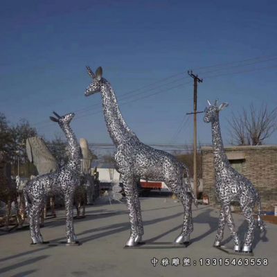 长颈鹿不锈钢动物雕塑