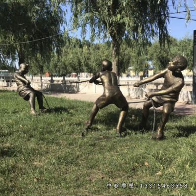 拔河铜雕儿童