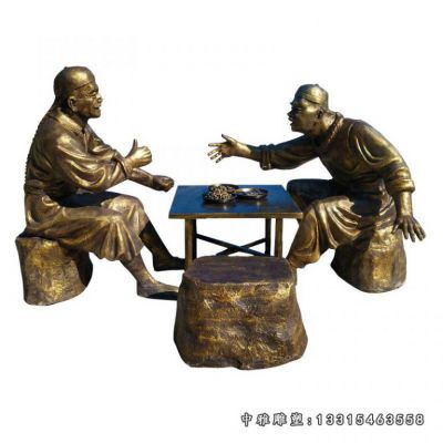户外喝酒铜雕人物雕塑