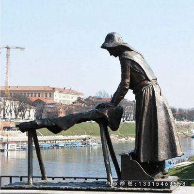 铜雕洗衣服人物雕像