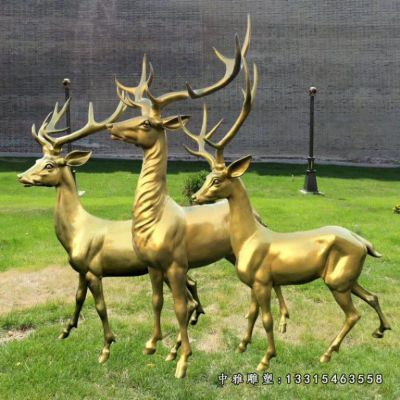 公园小鹿铜雕