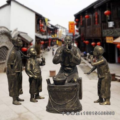 吹糖人铜雕人物