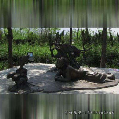 典故卧冰求鲤铜雕