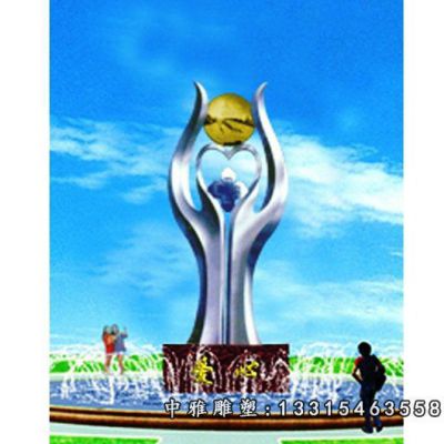 不锈钢抽象爱心雕塑