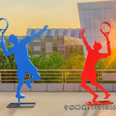 剪影不锈钢羽毛球人物