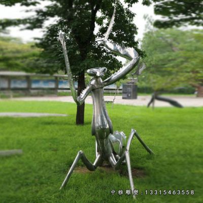 公园螳螂不锈钢雕塑