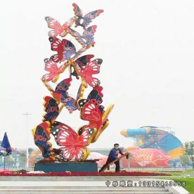 不锈钢彩绘蝴蝶雕塑