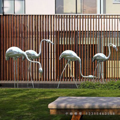 不锈钢动物火烈鸟雕塑