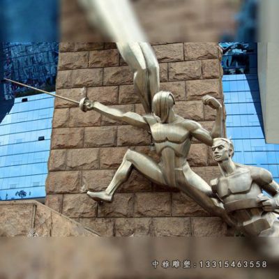 击剑比赛不锈钢人物雕塑