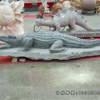 鳄鱼动物石雕雕塑