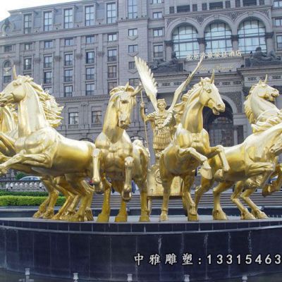 铜雕广场阿波罗战车雕塑