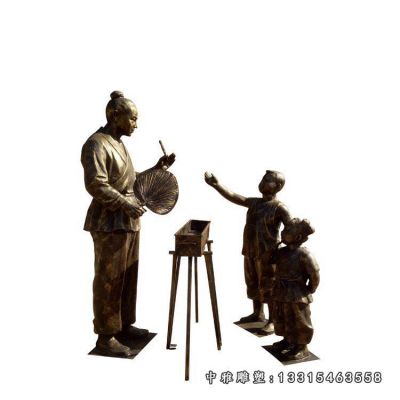 步行街铜雕烤串人物