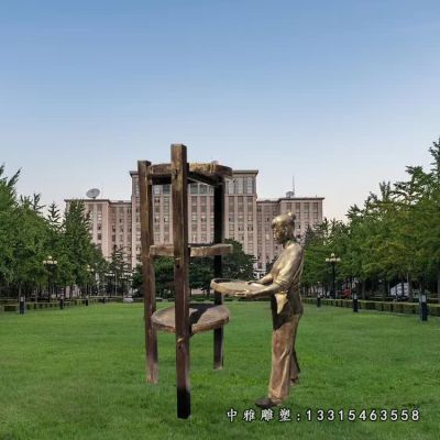 商业街铜雕茶文化人物