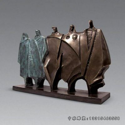 广场铜雕抽象人物雕塑