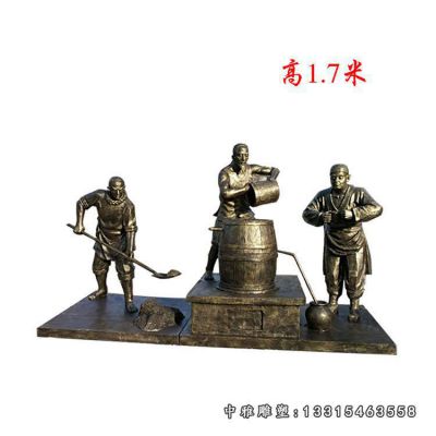 商业街铜雕酿酒人物