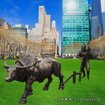 铜雕田园农耕人物雕像