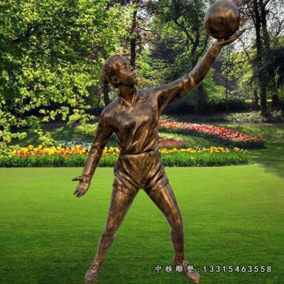 公园打篮球铜雕人物雕塑