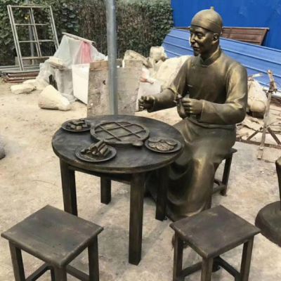 吃饭人物铜雕