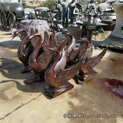 公园天鹅铜雕雕塑