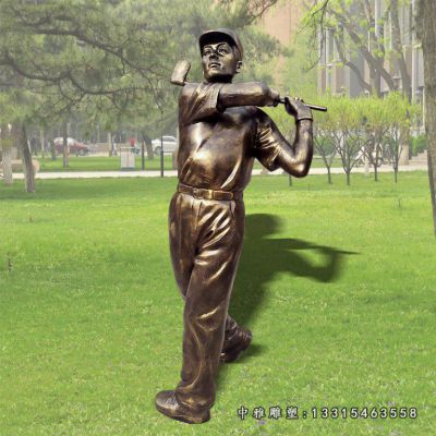 运动打高尔夫球人物铜雕