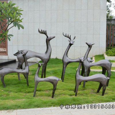 铜雕公园鹿雕塑