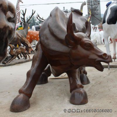广场铜雕牛动物