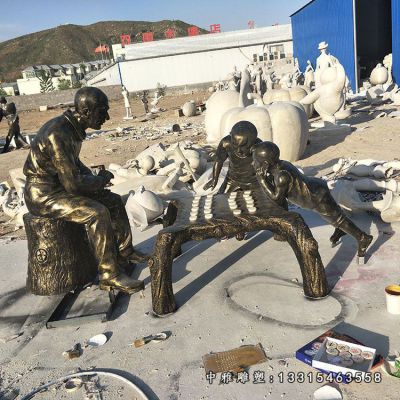 公园下棋铜雕人物雕像