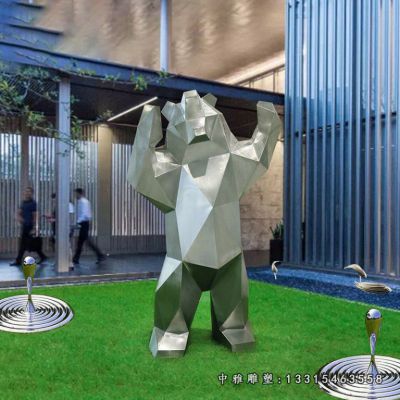 几何熊不锈钢雕塑