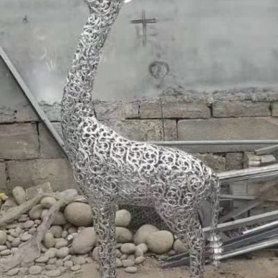 长颈鹿动物不锈钢雕塑