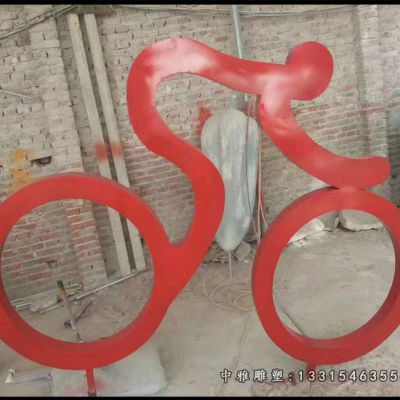 户外骑行人物不锈钢雕塑