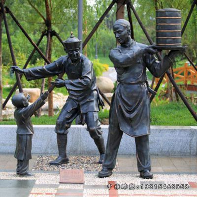 街边铜雕小吃人物