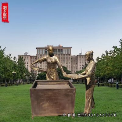 茶文化铜雕人物雕塑