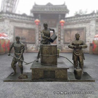 商业街酒文化铜雕人物