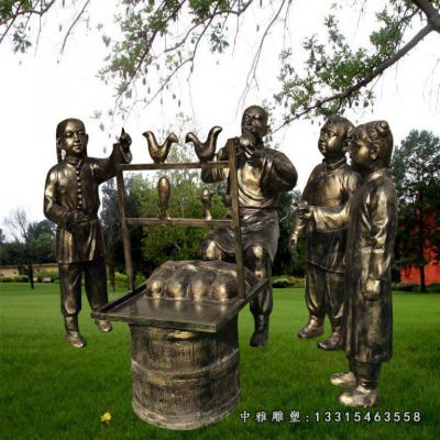 铜雕商业街吹糖人人物