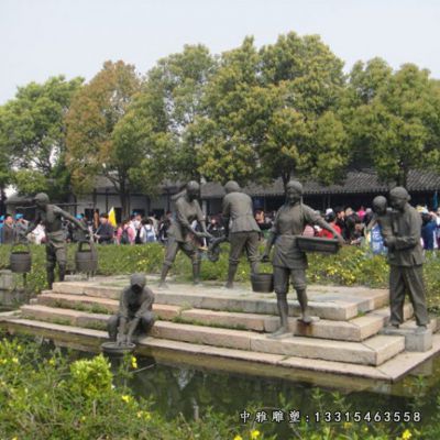 铜雕洗衣服人物雕塑