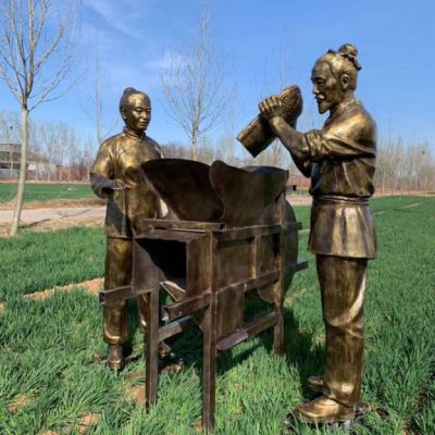 铜雕农耕主题人物雕塑