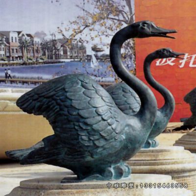 铜雕喷水天鹅