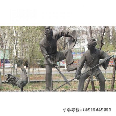 典故闻鸡起舞铜雕雕塑
