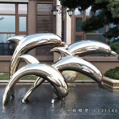 跳跃海豚不锈钢雕塑