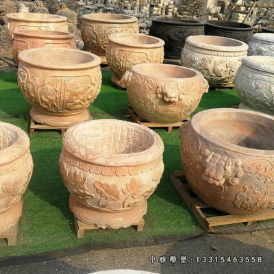 公园花盆石雕